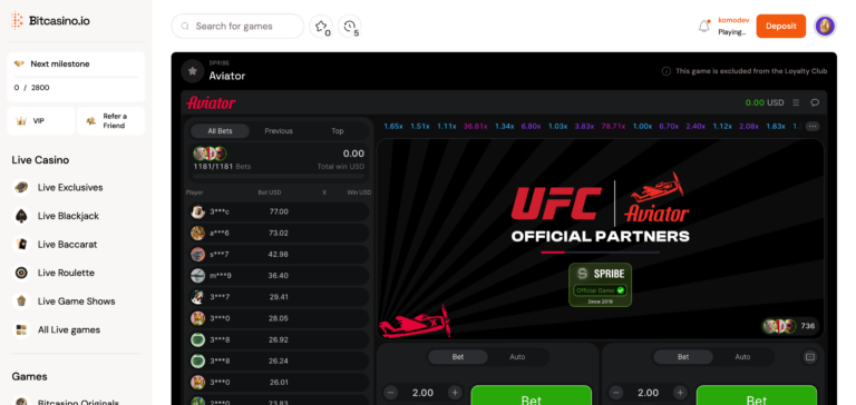 BItcasino aviator game seen when testing